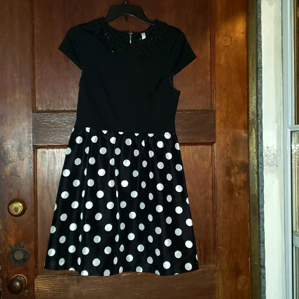 Kensie Black and White Polka Dot Midi Dress